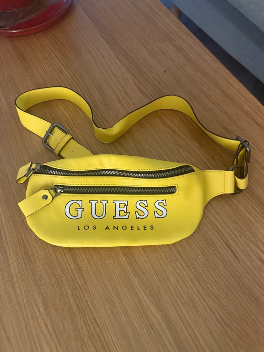 GUESS Yellow Logo Leather Belt Bag